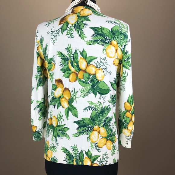 Talbots Lemon Fruit Gold Button Large Cardigan - Picture 5 of 6